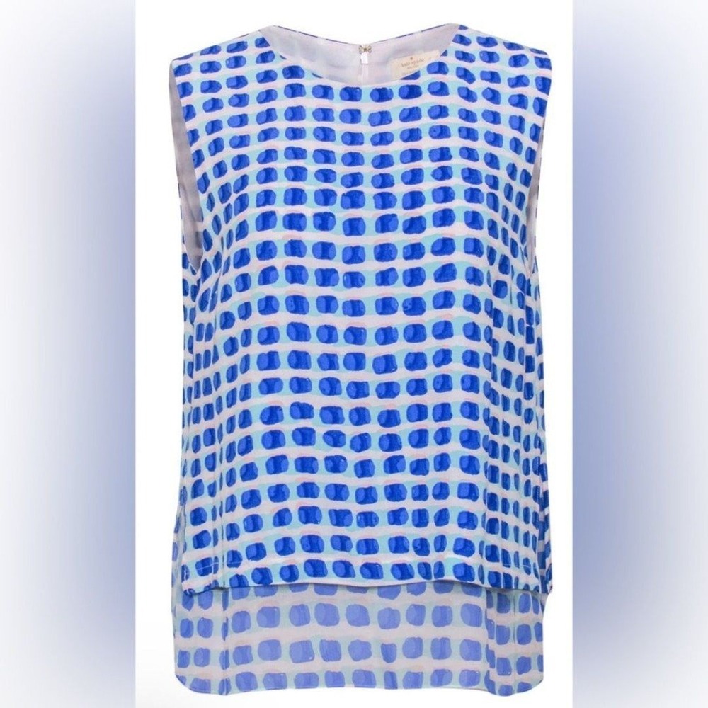 Kate Spade - Blue & White Brush Dot Patterned Tank Sz‎ M